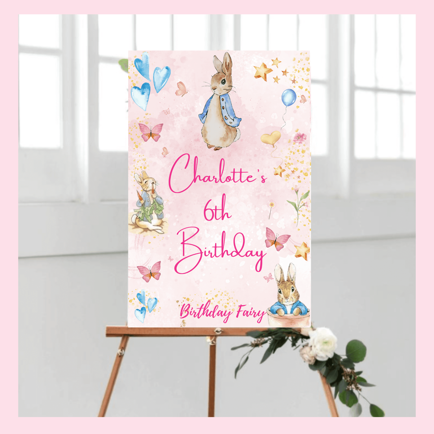 Custom Peter Rabbit Kids Birthday Party Sign | Birthday Fairy ...